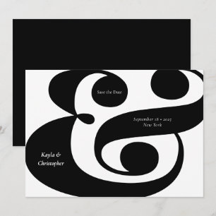 Minsta feta typografi, svart Ampersand Bröllop Spara Datumet