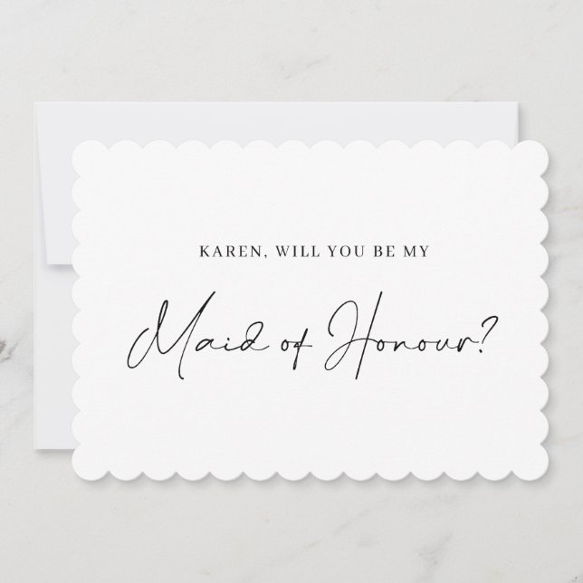 Minsta frieri maid of honor-kort med liten skala inbjudningar (Framsida)