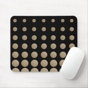 minsta geometriska svarta guld glitter polka dots musmatta