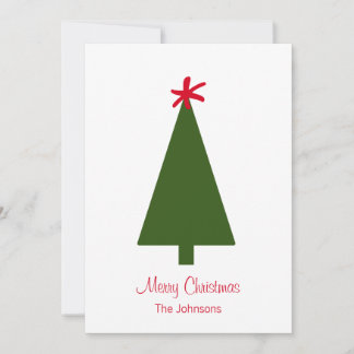 Minsta Grönt Julgran Red Snowflake enkel Julkort