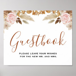 Minsta guestbook-tecken för Löv Boho Blommigt Bröl Poster