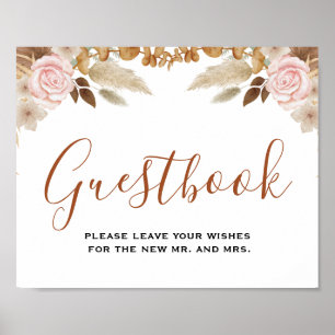 Minsta guestbook-tecken för Löv Boho Blommigt Bröl Poster