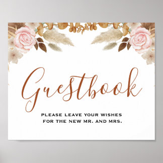 Minsta guestbook-tecken för Löv Boho Blommigt Bröl Poster