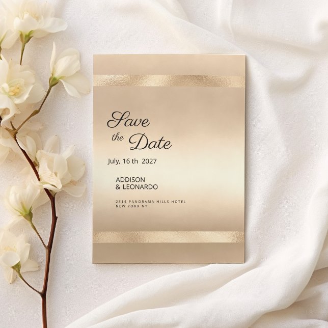 Minsta guld-pris för lyxchampagne inbjudningar (Luxury champagne gold minimalist Save the Date)