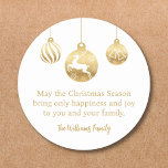 Minsta guld-vita ornament, julmas runt klistermärke<br><div class="desc">Bakgrundsdeco av freepik.com elegant guld,  vita dekorationer juldekaler</div>
