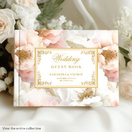 Minsta  Guld Watercolor Bröllop Guest Bok