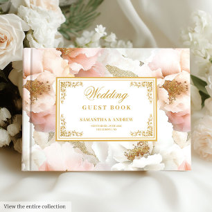 Minsta Guld Watercolor Bröllop Guest Bok