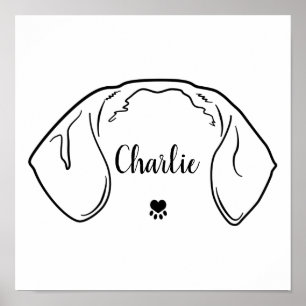 Minsta illustration av Dachshund Öron Line Tecknin Poster