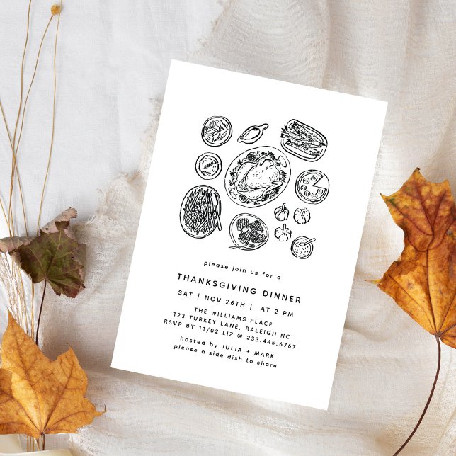 Minsta inbjudan till handritad Thanksgiving för in (Skapare uppladdad)