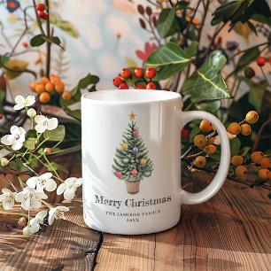Minsta Julgran-familjens Namn-år Kaffemugg