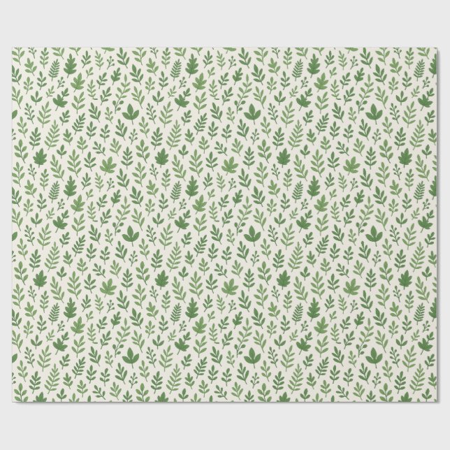 🌿 minsta kanadensiska sjölösa Mönster - Grönt Löv Presentpapper (Platt)