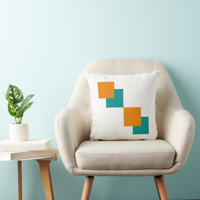 Minsta kvadrater av tangarin och teal kudde (Stol)