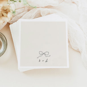 Minsta  kvadratiska Hand plockade Bow Monogram Pappersservett
