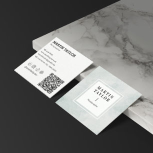 Minsta kvadratiskt QR-Social-media med QR-kod Fyrkantigt Visitkort