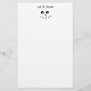 Minsta Låt det snöa för Cute White Snögubbe Brevpapper