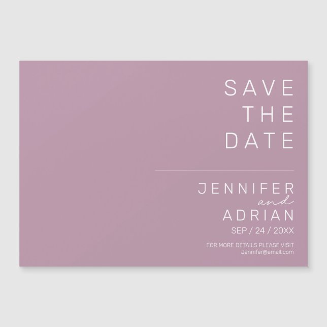 Minsta Lila Modern Vågrät Spara datum (Framsida)