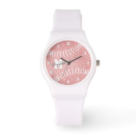 minsta lilla fotboll för girig rosa i monogrammera armbandsur