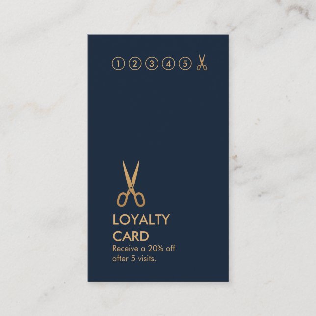 Minsta lodrät LoyaltyCard för saxhårstylist Visitkort (Framsida)