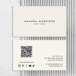 Minsta Luxury Ivory QR Social Media Visitkort