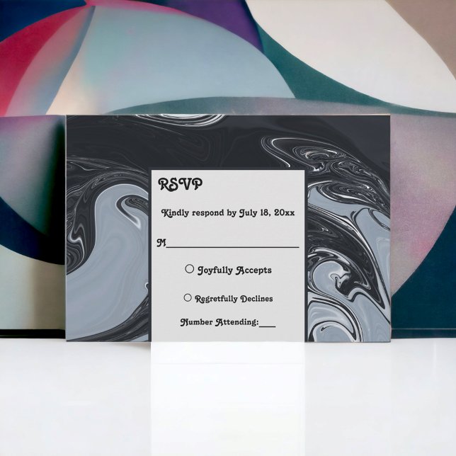 Minsta målning för svart och vit Abstrakt Bröllop OSA Kort (Skapare uppladdad)