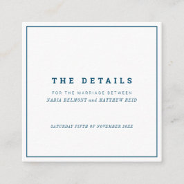 Minsta marinvit kvadrerar bröllop specificerar tilläggskort