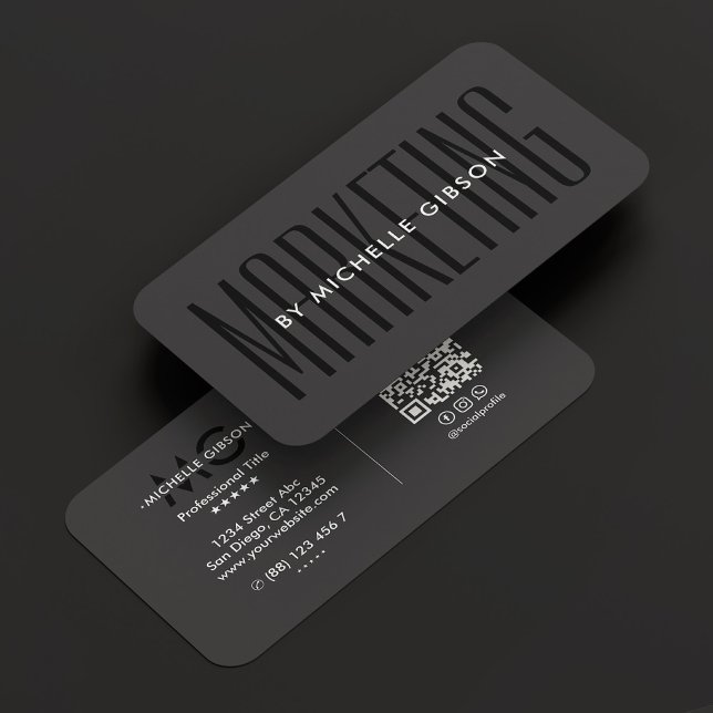 Minsta Marknadsföring Professionell Black Mörk Grå Visitkort (Minimal Marketing Professional Black Dark Grey Business Card
)