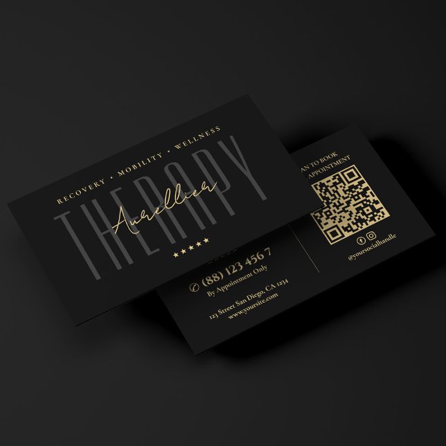 Minsta Massage Fysioterapeut Svart Välbefinnande Visitkort (Minimal Massage Physical Therapist Black Wellness Business Card
)