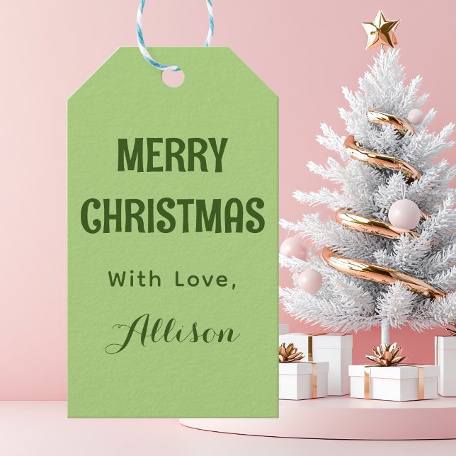 Minsta Mint Grönt Retro God jul Presentetikett (Skapare uppladdad)