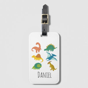 Minsta moderna Dinosaurs Namn i Tecknaden Cute Bagagebricka