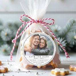 Minsta moderna fotosvarta vita spara datumet runt klistermärke