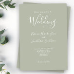 Minsta moderna Grönt Bröllop Inbjudningar<br><div class="desc">Det här designade och fantastiska bröllopsinbjudningskortet har en elegant,  modern och minimal typografisk utformning med ett system för grönt färg. Redo som du kan anpassa med information om din speciella bröllopsdag. Bläddra i Eleganten Sage Grönt  Minimal Bröllop Suite för matchande mallobjekt.</div>