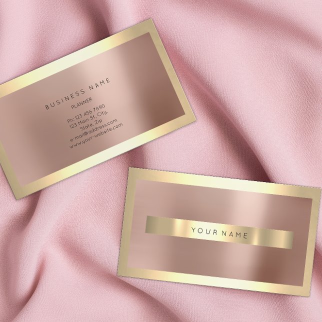 Minsta möjliga Champaigne Guld Ram Ro  Guld Visitkort (Champaigne Gold Frame Blush Rose Gold Minimal Business Card)