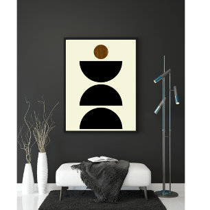 Minsta möjliga Geometric Black Beige-minimala i mi Poster