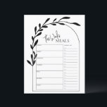 Minsta möjliga manus Ark Text Veckomenyplanering<br><div class="desc">Minimilistisk måltidsplanering med inköpslista där du kan notera dina inköpsbehov. Den minimalistiska måltidsplaneringen kommer med ett anteckningsområde på baksidan där du kan lägga till extra påminnelser eller saker du inte vill missa.</div>