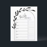 Minsta möjliga manus Ark Text Veckomenyplanering<br><div class="desc">Minimilistisk måltidsplanering med inköpslista där du kan notera dina inköpsbehov. Den minimalistiska måltidsplaneringen kommer med ett anteckningsområde på baksidan där du kan lägga till extra påminnelser eller saker du inte vill missa.</div>