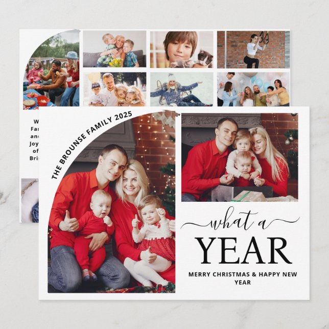 Minsta möjliga multifoto-kollage-jul i år kort (Fram/baksida)