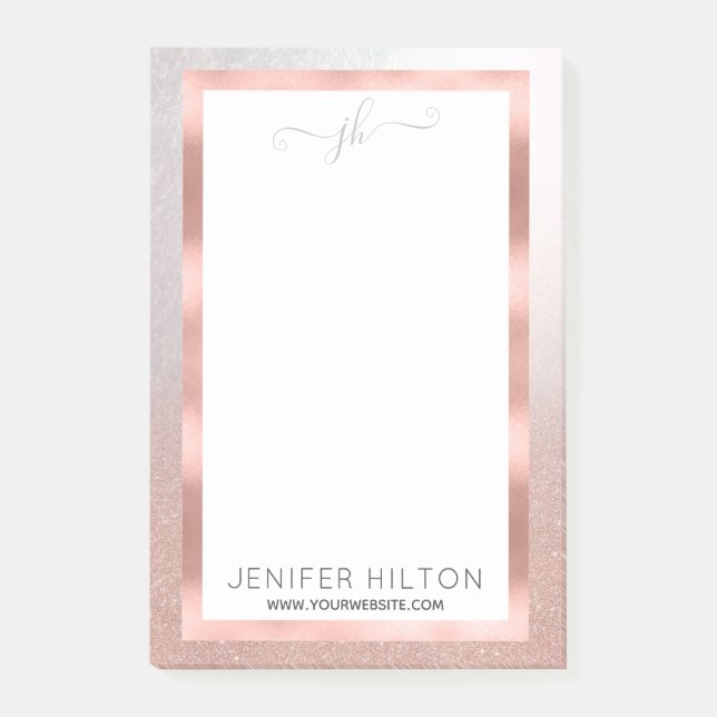 Minsta monogram efter ro efter guld glitter post-it block (Framsida)