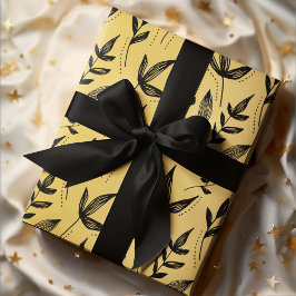 Minsta Mönster Löv Black & Guld Presentpapper