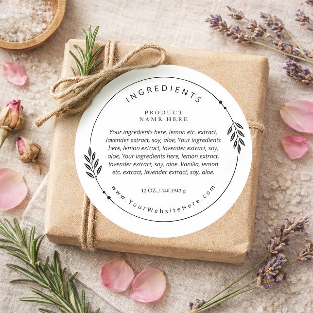 Minsta olivkvistkrans ingredienser etikett (Minimal Olive Branch Wreath Ingredients Label)