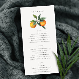 Minsta Orange Boho Botanical Bröllop-menykort Tack Kort