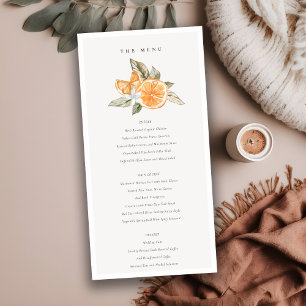 Minsta Orange Boho Botanical Bröllop-menykort Tack Kort