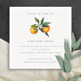 Minsta Orange Botanical Boho Baby Shower Inbjudan