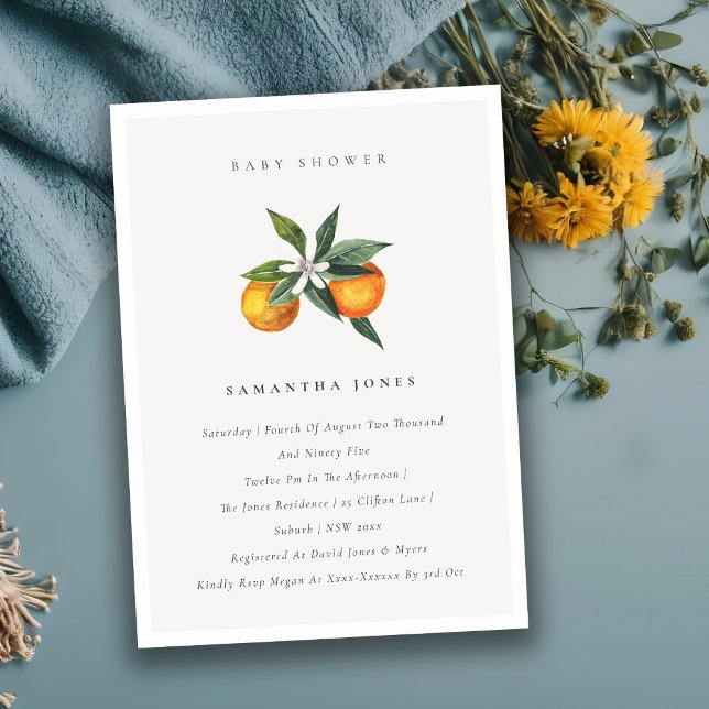 Minsta Orange Botanical Boho Baby Shower Inbjudan (Skapare uppladdad)