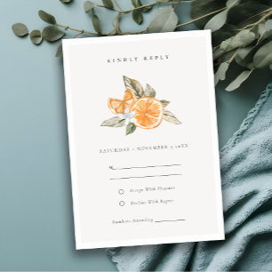 Minsta Orange Botanical Boho Bröllop OSA Kort