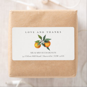 Minsta Orange Botanical Boho Kärlek Tack Bröllop Fraktsedel
