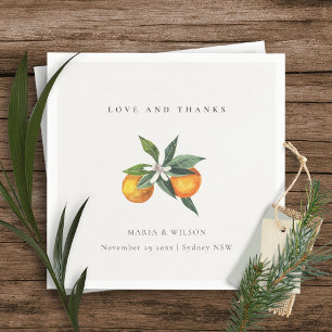 Minsta Orange Botanical Boho Kärlek Tack Bröllop Pappersservett