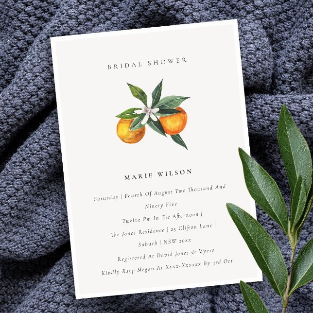 Minsta Orange Botanical Boho Möhippa Inbjudan (Skapare uppladdad)