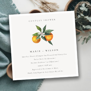 Minsta Orange Botanical Par Shower Inbjudan
