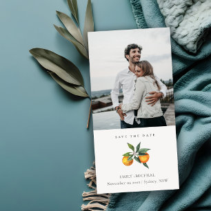 Minsta Orange botaniskt foto spara datumkortet Tack Kort
