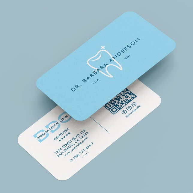 Minsta ortodontistdentist Himmel Blue Tooth Visitkort (Minimal Orthodontist Dentist Sky Blue Tooth Business Card
)